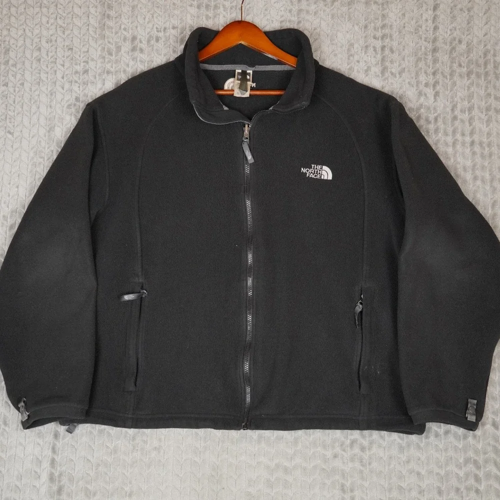 The North Face Fleece Jacket Mens L Black Full Zip Outdoor Hiking Polyester